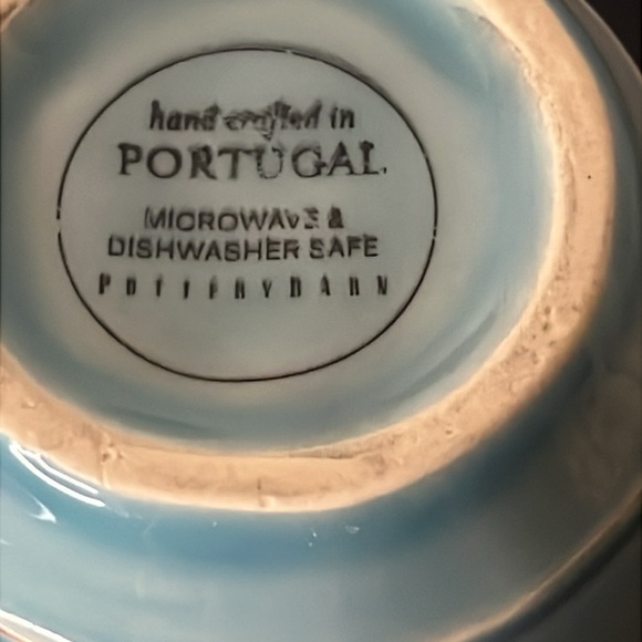 Pair of Pottery Barn Cambria Turquoise Farmhouse Cottagecore Mugs Portugal - Picture 7 of 8